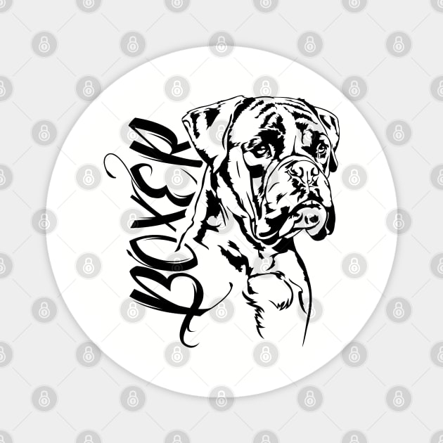 German Boxer dog portrait Magnet by wilsigns